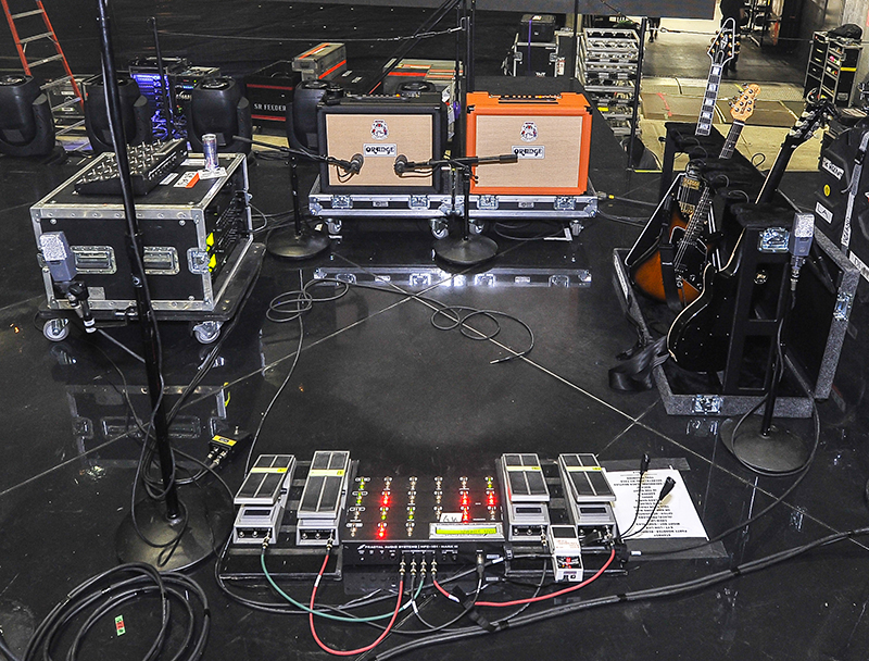 Guitar amps were miked with Audio-Technica’s dual element (dynamic and condenser) AE-2500s. Photo by Steve Jennings