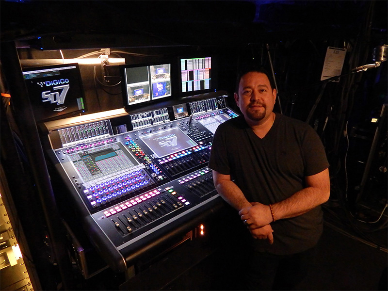 Ramon Morales with DiGiCo SD7 at monitors. Photo courtesy DiGiCo.