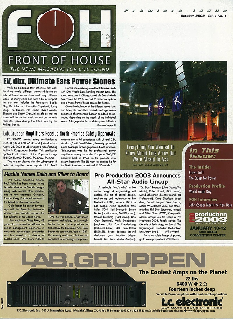 The first issue of FRONT of HOUSE, Oct. 2002