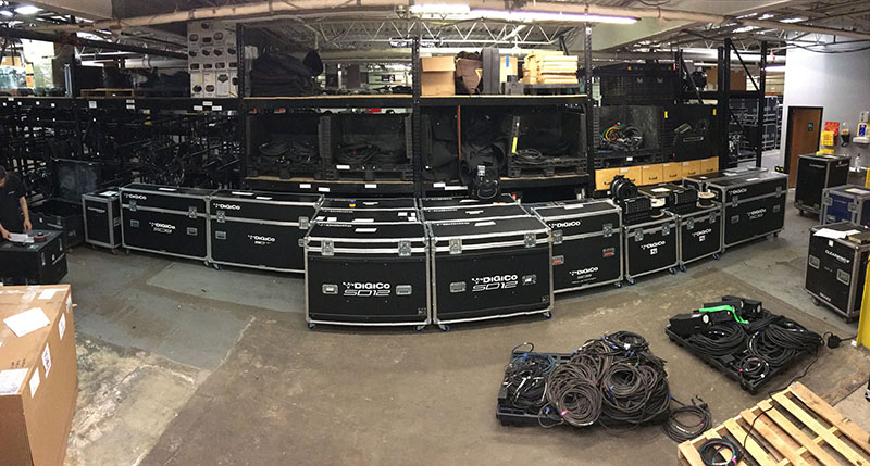 DiGiCo consoles in their road cases at Clearwing Productions prior to being deployed at Summerfest