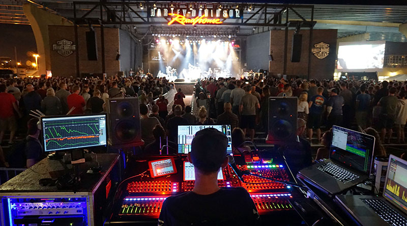 A DiGiCo SD10 desk in action at Summerfest’s Harley Davidson Roadhouse.