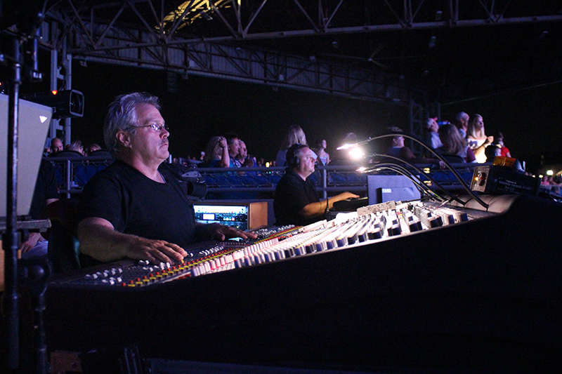 FOH engineer Kevin Freeman with his still-working Midas Heritage 2000.