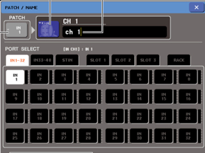 Fig. 1: Yamaha M7 patch panel screen with parallel processing - one mic is split to two input channels.