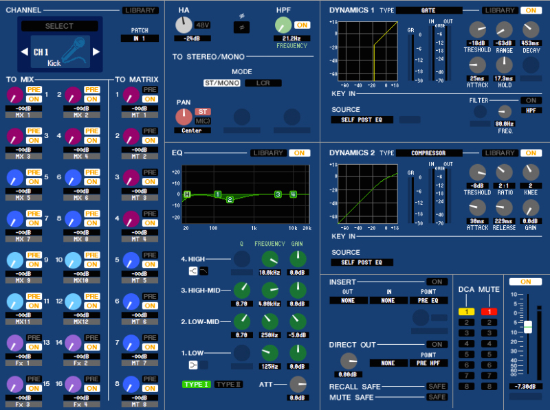 Fig. 2: Kick channel with a “normal” amount of EQ and compression.