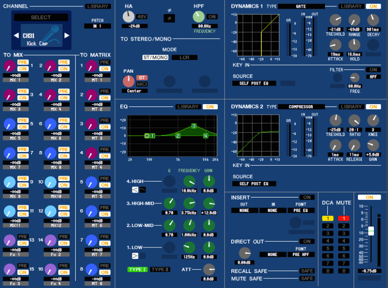 Fig. 3: Kick channel with aggressive compression and EQ.