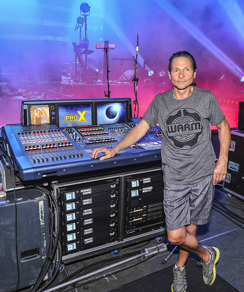 Sarne Thorogood, monitor engineer. Photo by Steve Jennings