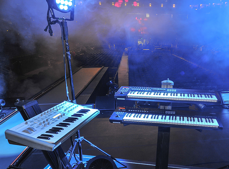 Andrew Fletcher's keyboards setup. Photo by Steve Jennings