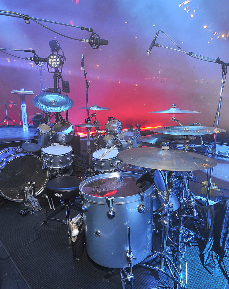 Christian Eigner's drum kit. Depeche Mode tour photo by Steve Jennings