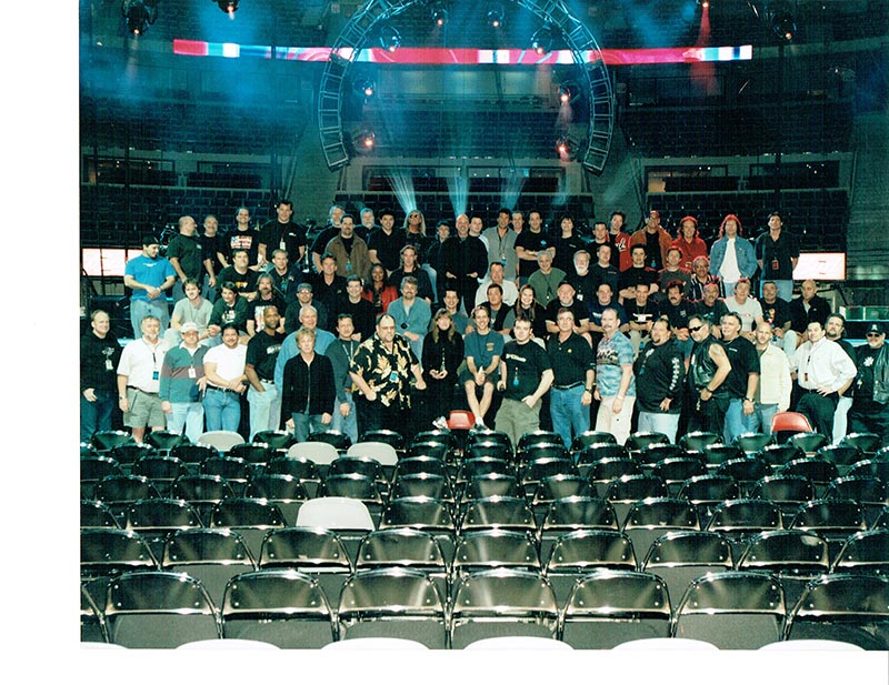 The two crews for Billy Joel and Elton John worked side by side. Pictured here, the teams from 2002.