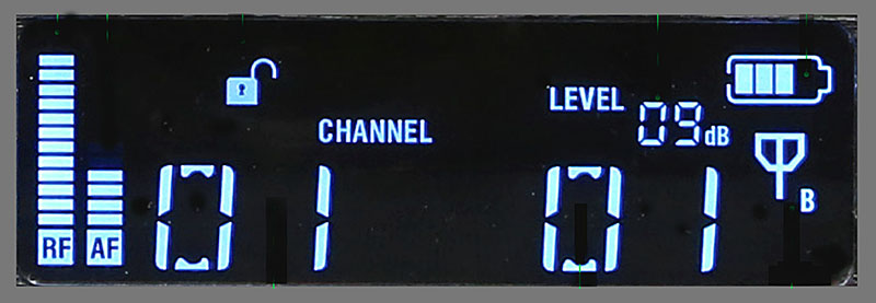 The receiver’s LCD display aids in setup and monitors performance parameters.