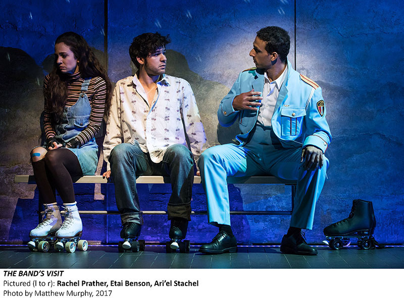 Rachel Prather, Etai Benson and Ari'el Stachel in The Band's Visit. Photo by Matthew Murphy