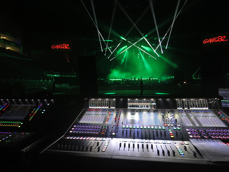 The DiGiCo SD7 at FOH is joined by one at monitors.