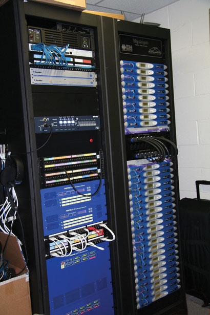 32 Powersoft K6 and K8 amps power the 72-box EM Acoustics line array system at the Eisenhower Hall Theatre, West Point, NY