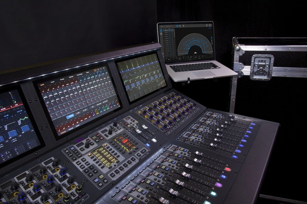 Avid’s popular VENUE | S6L console paired with a laptop running the L-ISA Controller