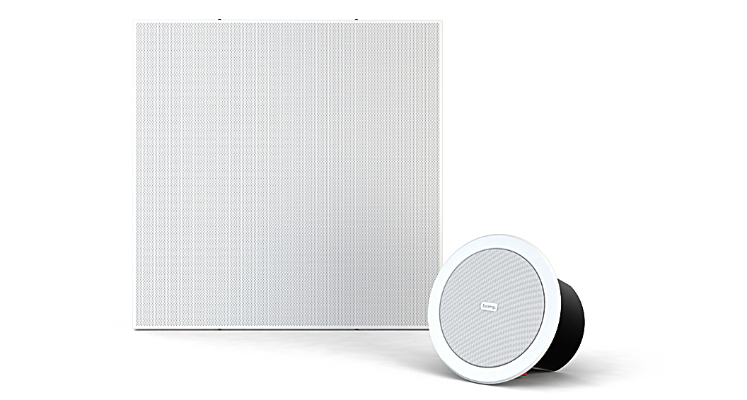 Biamp’s new 2x2 foot DC220T and 5.5” CM10TB ceiling speakers