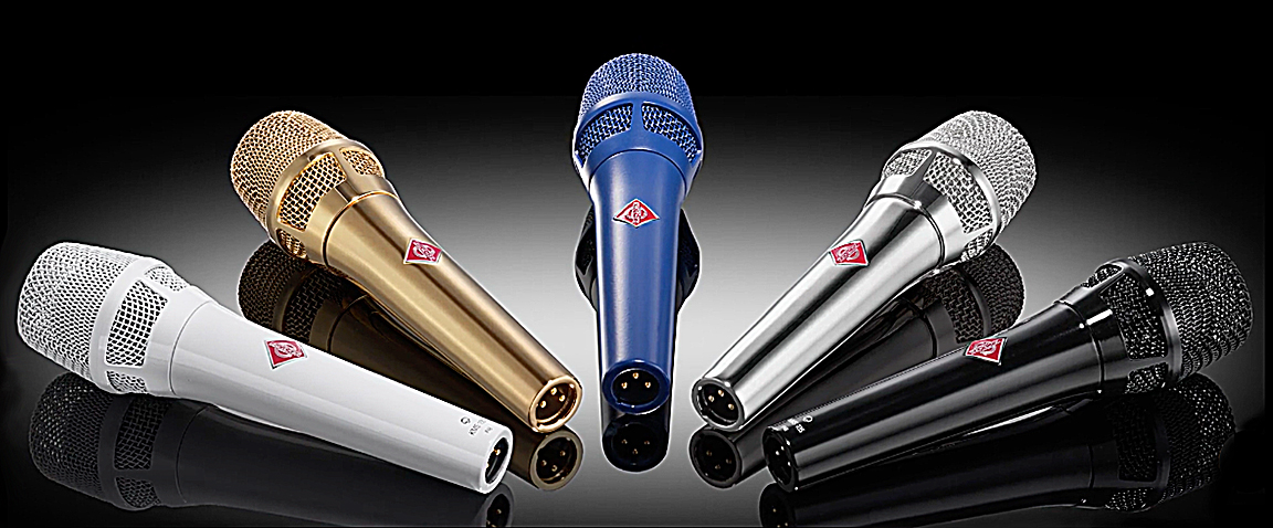 Neumann supercardioid KMS 105 handheld microphones are among the models offered in custom finishes