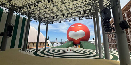 The spherical “Tamar” sits adjacent to the NEXO-equipped “Ashita Hiroba”