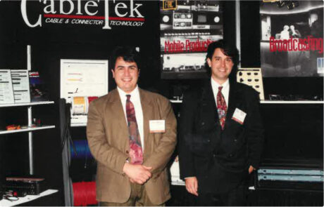 Peter Janis (right) at the JP Cabletek booth at AES 1997