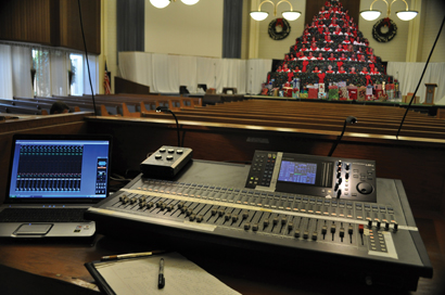 The Living Christmas Tree performances at Grace Bible Church were mixed on a Yamaha LS9-32 digital audio console