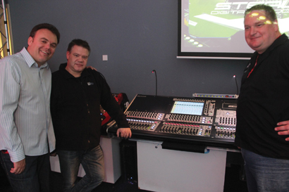 From left, James Gordon (DiGiCo MD), Sander Krouwel and Jaap Pronk (TM Audio).