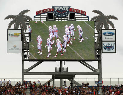 Two Jericho Horn JH-90s cover 30,000 fans in the stadium at Florida Atlantic University