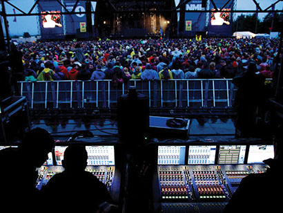 Midas consoles dominate FOH on the Radio 1/NME Stage at T in the Park, 2012