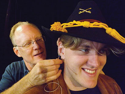 Fred Strickland (left) provided Countryman E6 Omni Earset microphones for the cast members.