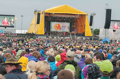Victory Tour Production and AED Rent deployed a massive JBL VTX line array system for Jamboree Denmark 2012.