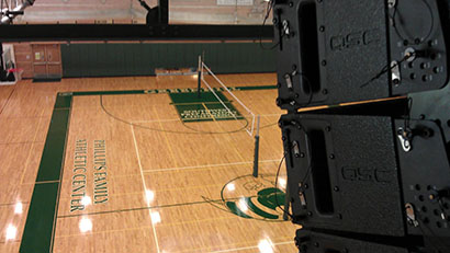 QSC WideLine gear in Greenhill School gym