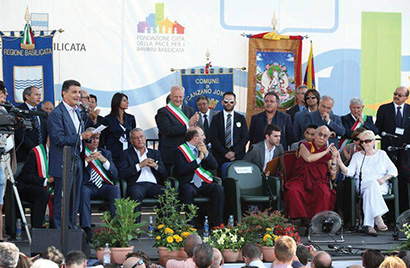 Dalai Lama visits Italy, heard via K-array