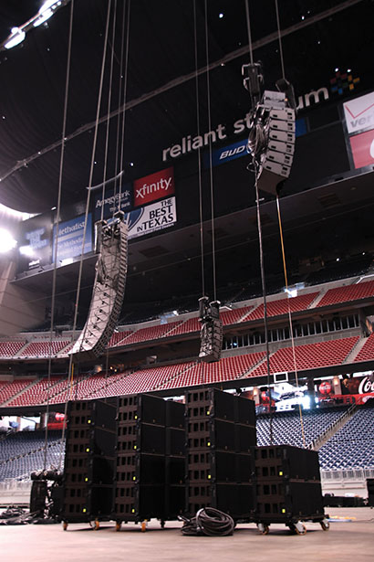 L-Acoustics systems in the process of being flown