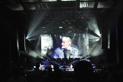 Linkin Park performs on their current Living Things North American tour (in Boston, MA). The band was supported with an Adamson E15 system that used Preset Library v.2.5.