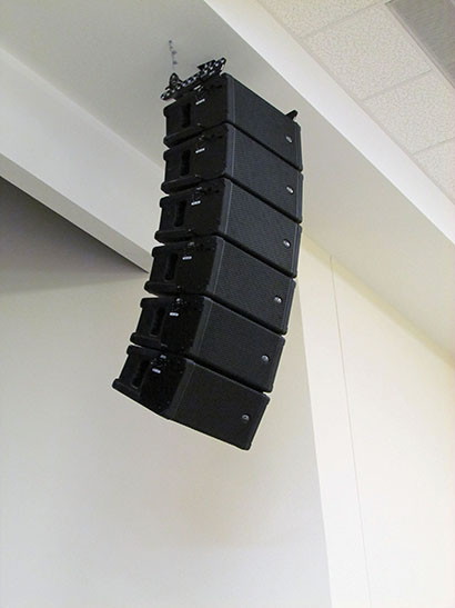 DAS Aero 8A Line Array Boxes, part of a new sound system at Mother of Perpetual Help Parish Church in Garland, Texas, outfitted/installed by GC Pro and Affiliate Program member DJ Sound & Lighting