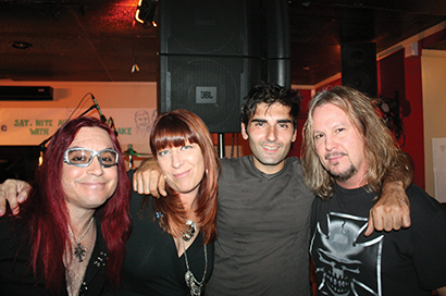 From left, Ronny North, Becki Barabas of JBL Professional, Andre Makina of Resurrect the Machine, Kurt Barabas of Resurrect the Machine.