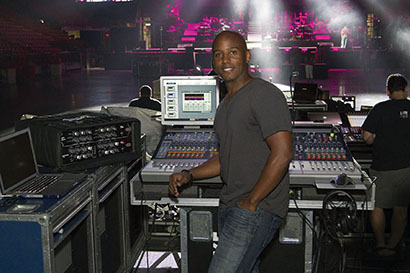 Jose A. Rivera, Jr., FOH engineer for Marc Anthony, with his rack-mounted A-Design setup