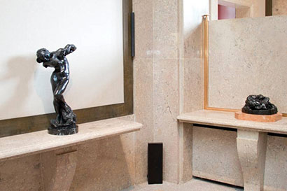 The new audio system at the Rodin Museum includes K-array KV50s, KU36s and  KT20CWs, all powered by four KA7-7s. Photos courtesy of Derrick Berry and MekaGraphics.