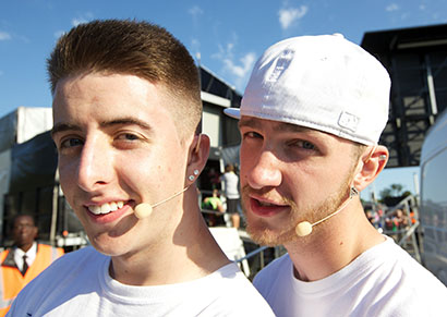 Members of the dance troupe Twist And Pulse with DPA Microphones gear