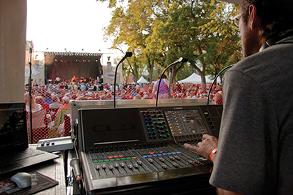Don Hricz of GV Audio mixing Serena Ryder at the Regina Folk Festival