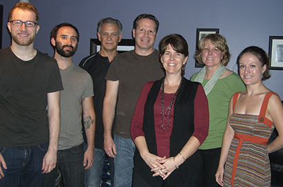 Sensaphonics Golden Circle seminar participants, pictured in the control room at Mystery Street Recording Company in Chicago, from left: Mystery Street engineer Spenser Morris; Sensaphonics “Sound Guy” Joe Tessone and President Michael Santucci; with seminar graduates Adam W. Rohe and Kay Kochman of Tri-City Audiology in Arizona; Sharon A. Sandridge, Ph.D. of the Cleveland Clinic (Cleveland OH); and Sensaphonics audiology intern Heather Malyuk.