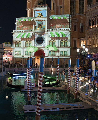 Light of Venice, a son et lumiere created by projection artist Ross Ashton that appeared at the Venetian in Las Vegas in mid-2012.. Photo by Ross Ashton
