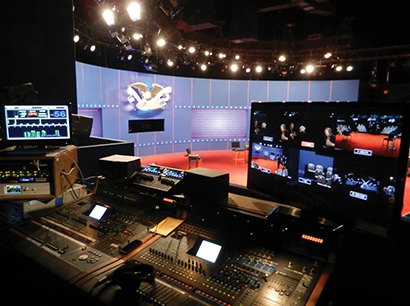 Dual Yamaha DM2000s at the Presidential debate at Hofstra