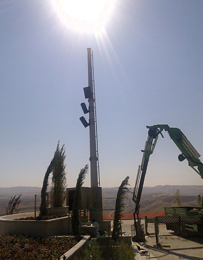 One Systems gear, mounted on towers for the project, still under construction