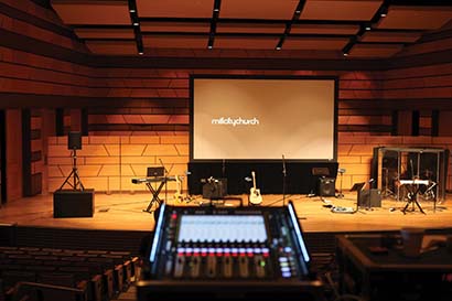 Kris Johnson at Sight and Sound Technologies Inc. provided Pastor Aaron Stern with a portable audio system that includes a DiGiCo SD11 console.