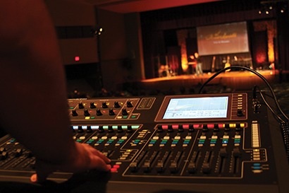 The Allen & Heath GLD-80 is pictured at the FOH position at Fielder Road Baptist church.