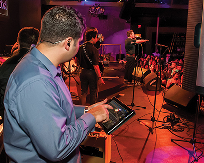 Pictured operating monitor mix with iLive MixPad is Carlos M. Gutierres 