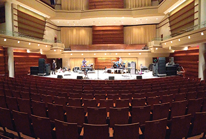 The setup for Andy Grammer at North Central Illinois College’s 825-seat Wentz Concert Hall in Naperville, IL