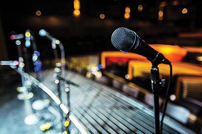 Craig Montgomery, engineer for the Triple Door, says that having Sennheiser e800 and e900 series vocal microphones on stage help distinguish the venue's sound. (Photo credit: Mat Hayward)