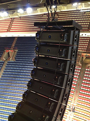 The top of the line array is 80 feet above the court. 