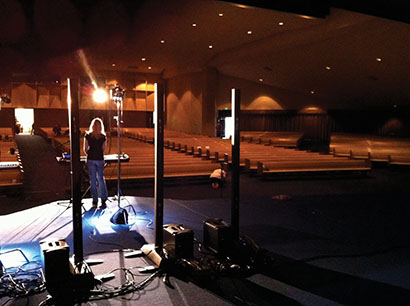 Tajci, shown with her three L1 Model II systems with B1 Bass and T1 Audio Engine from Bose Professional Systems Division