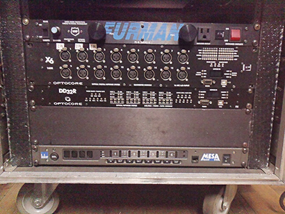 A tight shot of the Optocore DD32 networked AES/EBU device.